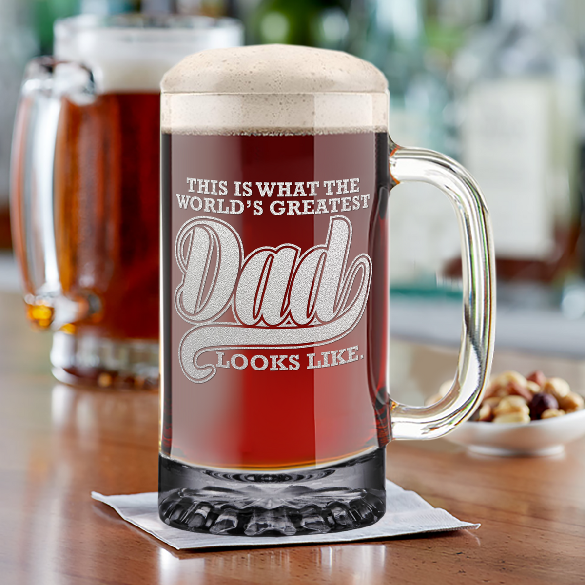 World's Greatest Dad 16 oz Beer Mug Glass