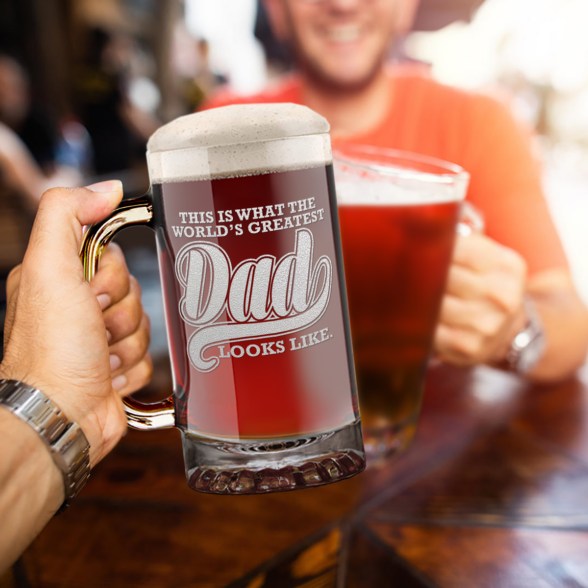 World's Greatest Dad 16 oz Beer Mug Glass