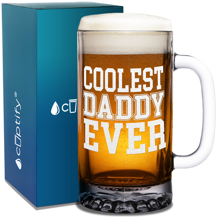 Coolest Daddy Ever Etched on 16 oz Beer Mug Glass
