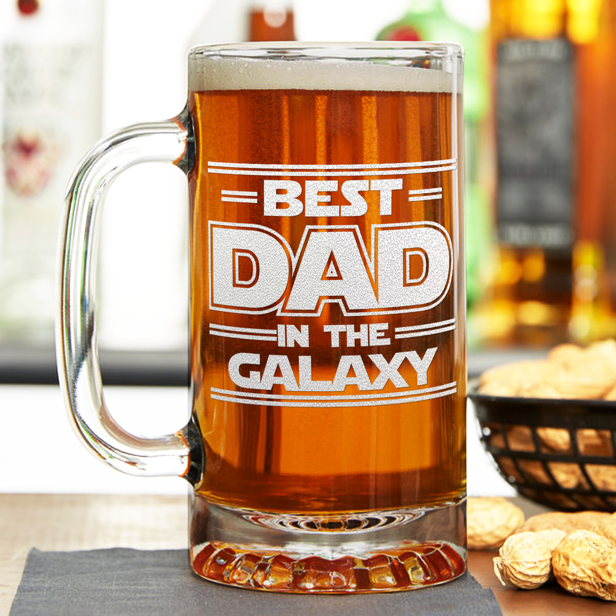 Best Dad In The Galaxy 16 oz Beer Mug Glass