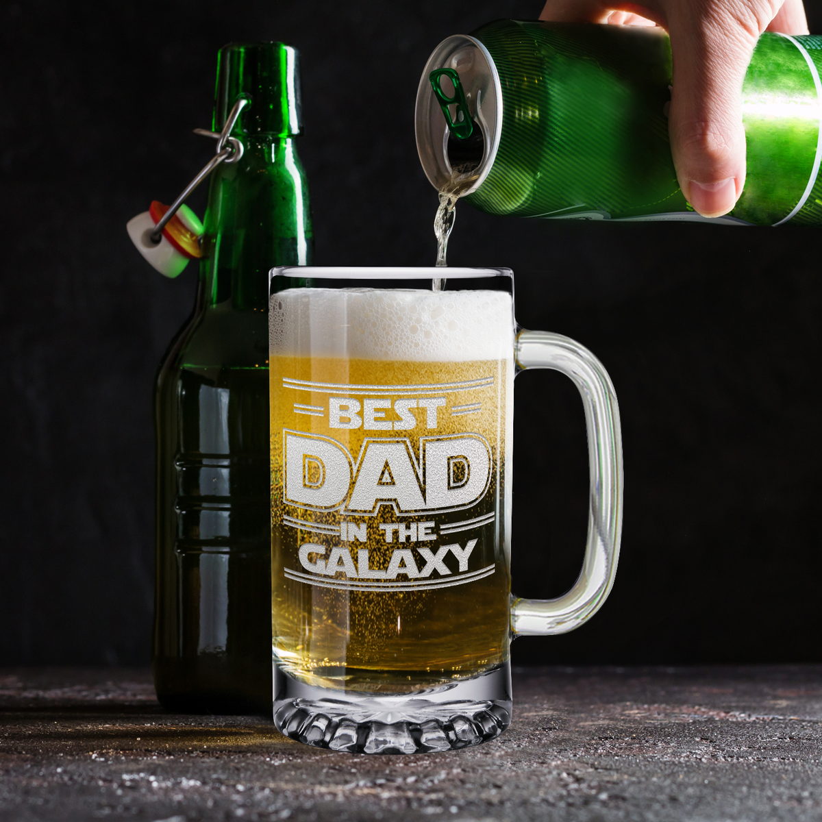 Best Dad In The Galaxy 16 oz Beer Mug Glass