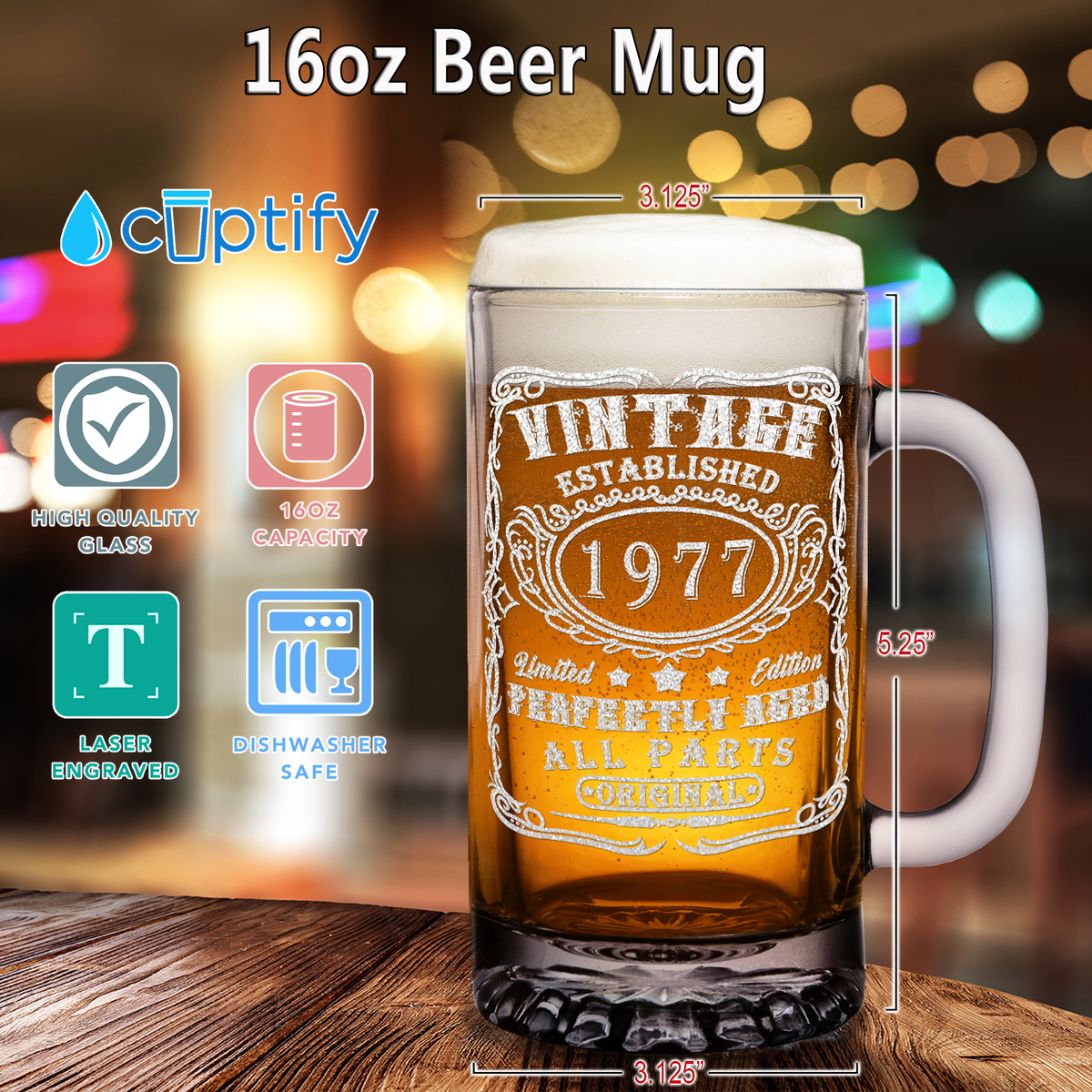 45th Birthday 16oz Glass Mug