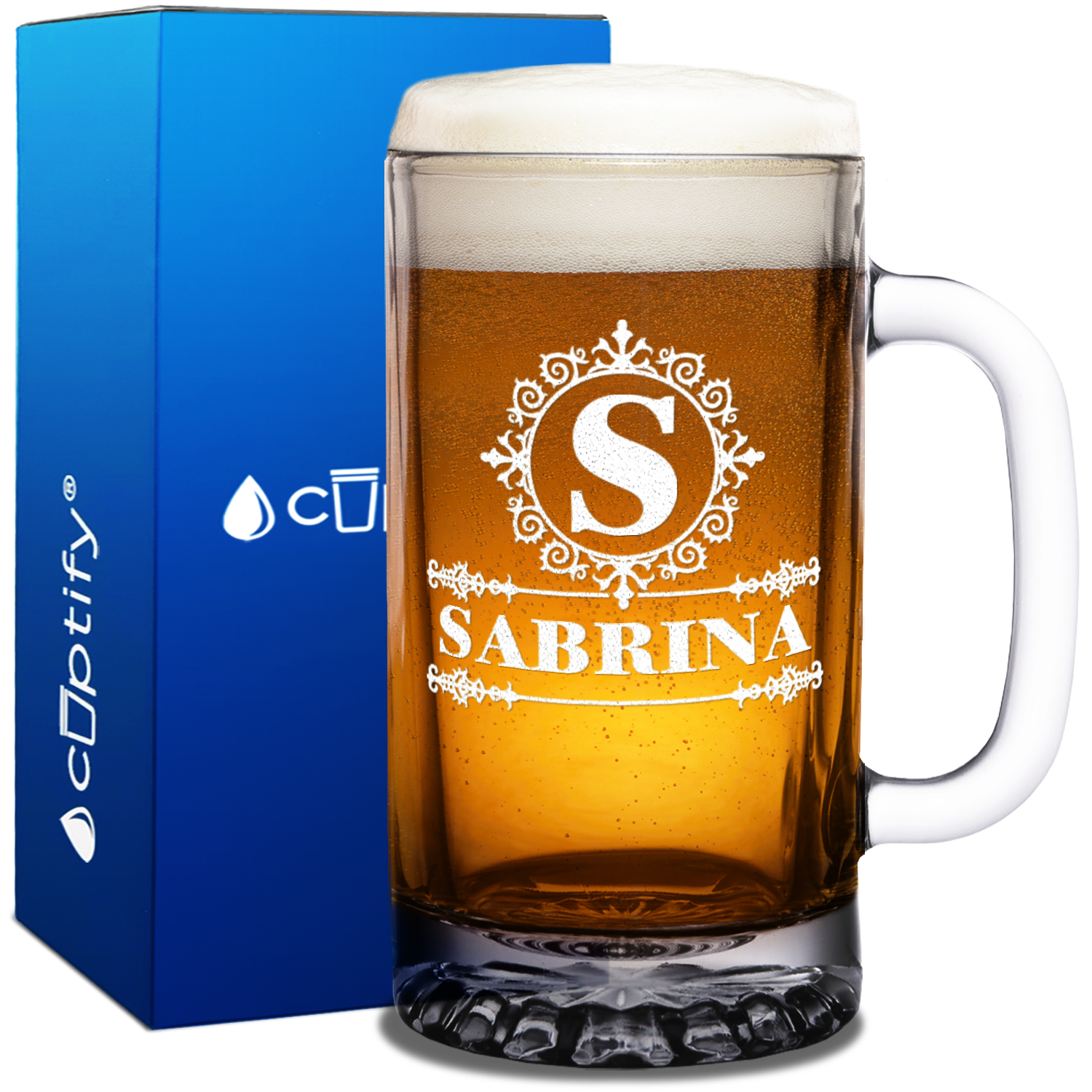 Personalized Ultramodern Etched on 16 oz Glass Mug