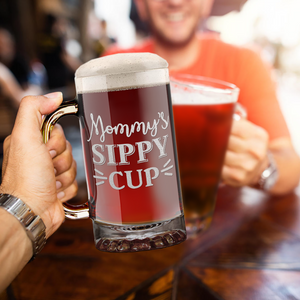 Mommy's Sippy Cup Etched 16 oz Beer Mug Glass