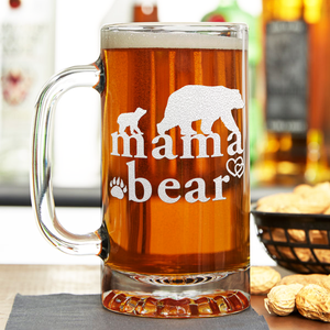Mama Bear 16 oz Beer Mug Glass