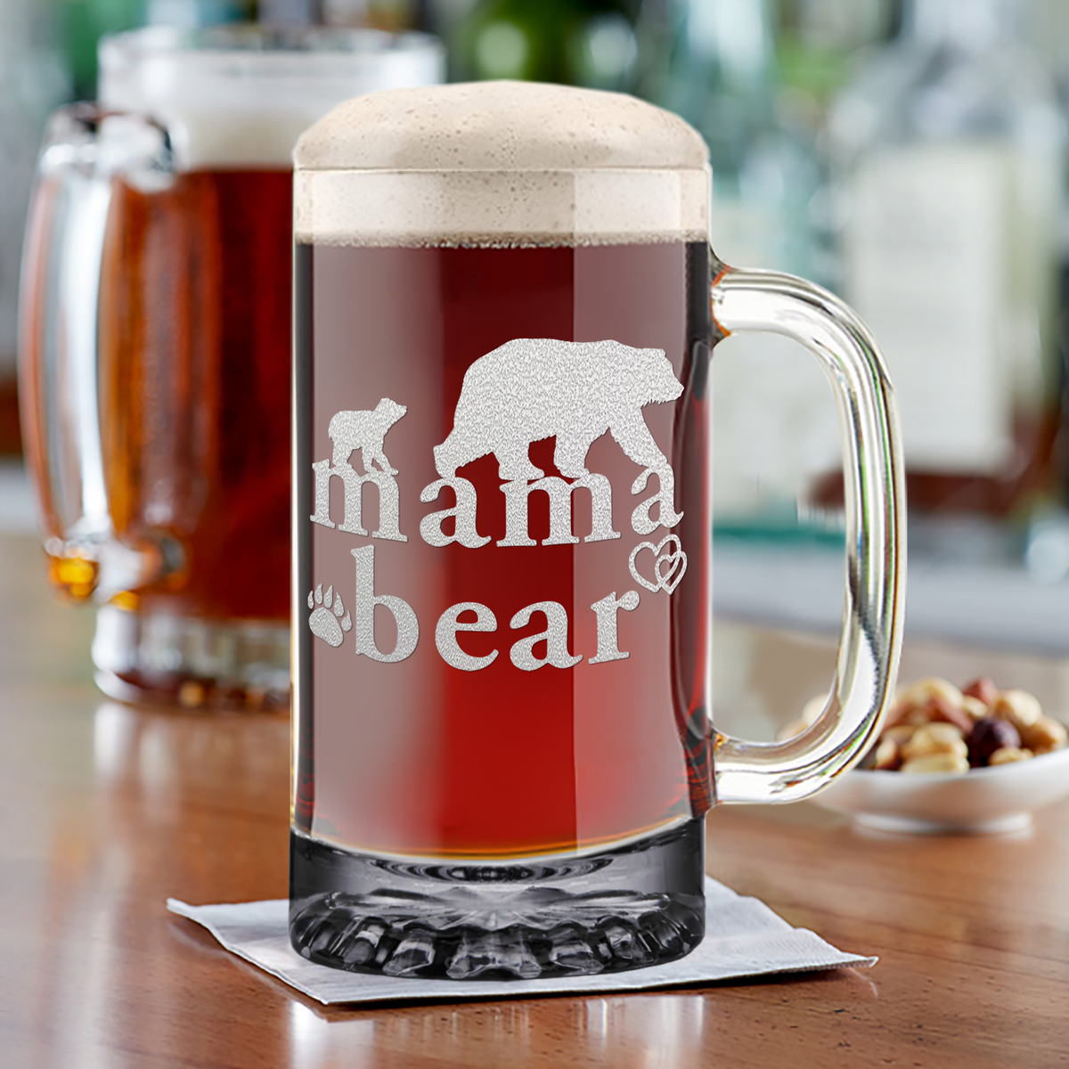 Mama Bear 16 oz Beer Mug Glass