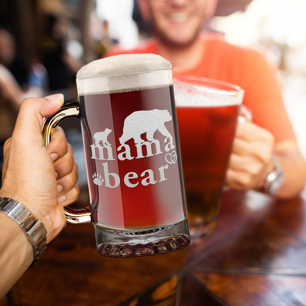 Mama Bear 16 oz Beer Mug Glass