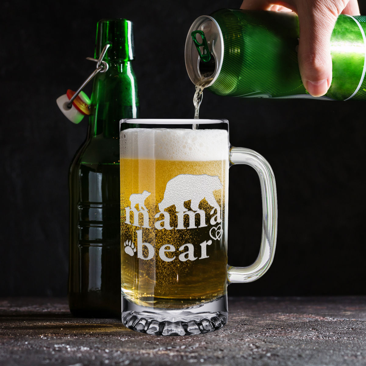 Mama Bear 16 oz Beer Mug Glass