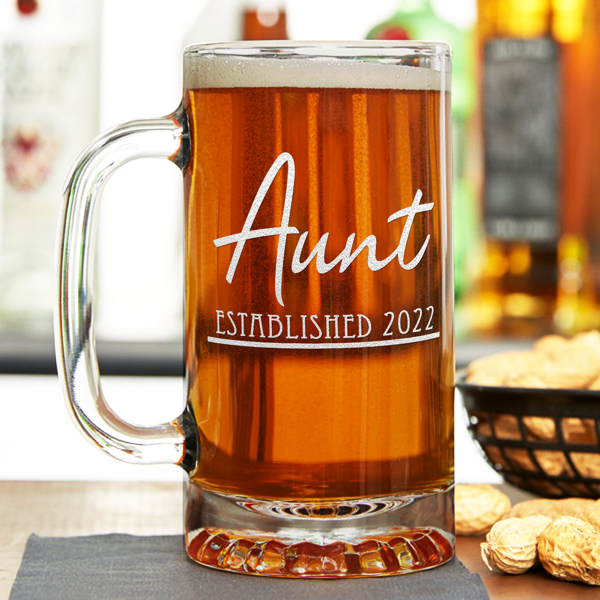 Aunt Established 2022 16 oz Beer Mug Glass