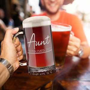 Aunt Established 2022 16 oz Beer Mug Glass