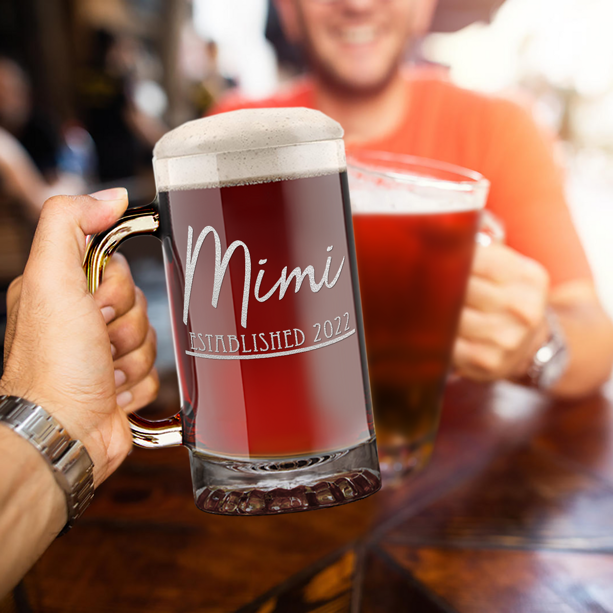 Mimi Established 2022 16 oz Beer Mug Glass