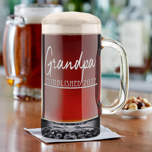 Grandpa Established 2022 16 Beer Mug Glass
