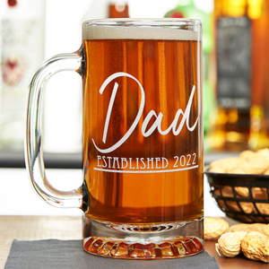 Dad Established 2022 16 oz Beer Mug Glass