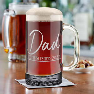 Dad Established 2022 16 oz Beer Mug Glass