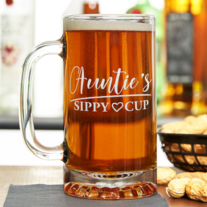 Auntie's Sippy Cup 16 oz Beer Mug Glass