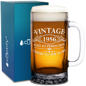 66th Birthday Gift Vintage Aged To Perfection 1956 16oz Glass Mug