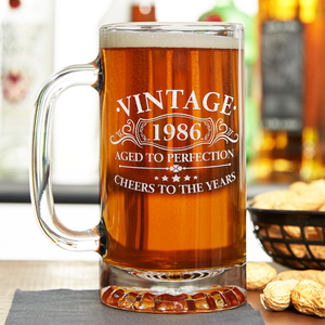 36th Birthday Gift Vintage Aged To Perfection 1986 16oz Glass Mug