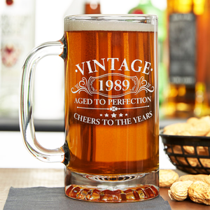 33rd Birthday Gift Vintage Aged To Perfection 1989 16oz Glass Mug