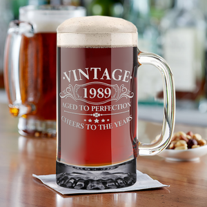 33rd Birthday Gift Vintage Aged To Perfection 1989 16oz Glass Mug