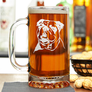 Bulldog Head 16 oz Beer Mug Glass
