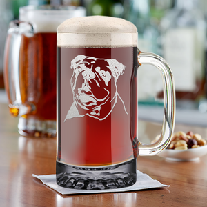 Bulldog Head 16 oz Beer Mug Glass