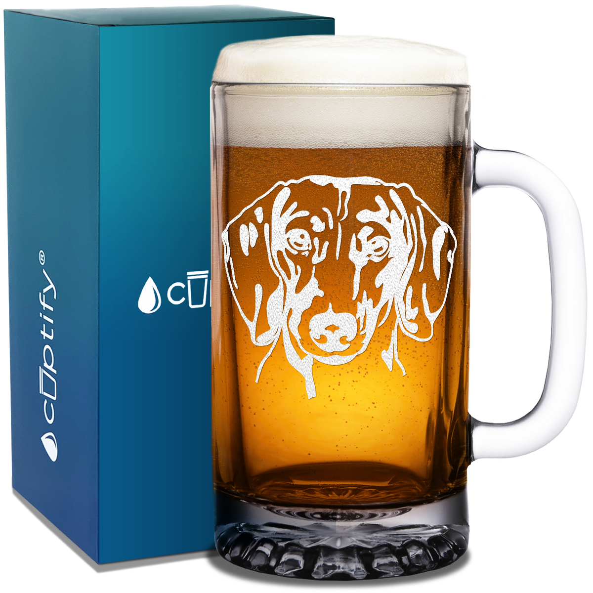 Dachshund Head 16 oz Beer Mug Glass
