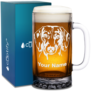 Personalized Dachshund Head 16 oz Beer Mug Glass