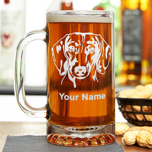 Personalized Dachshund Head 16 oz Beer Mug Glass
