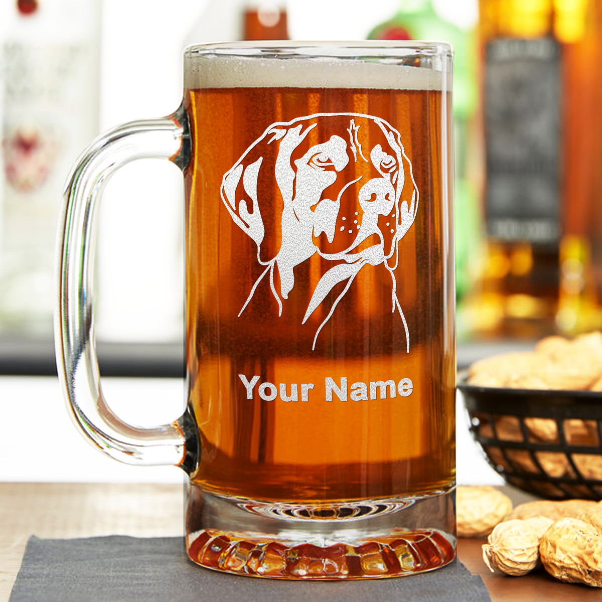 Personalized German Shorthaired Pointer Head 16 oz Beer Mug Glass