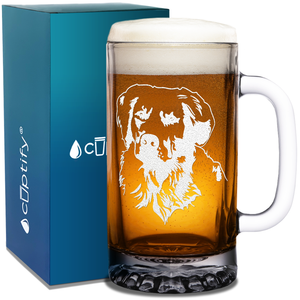 Golden Retriever Head 16 oz Beer Mug Glass