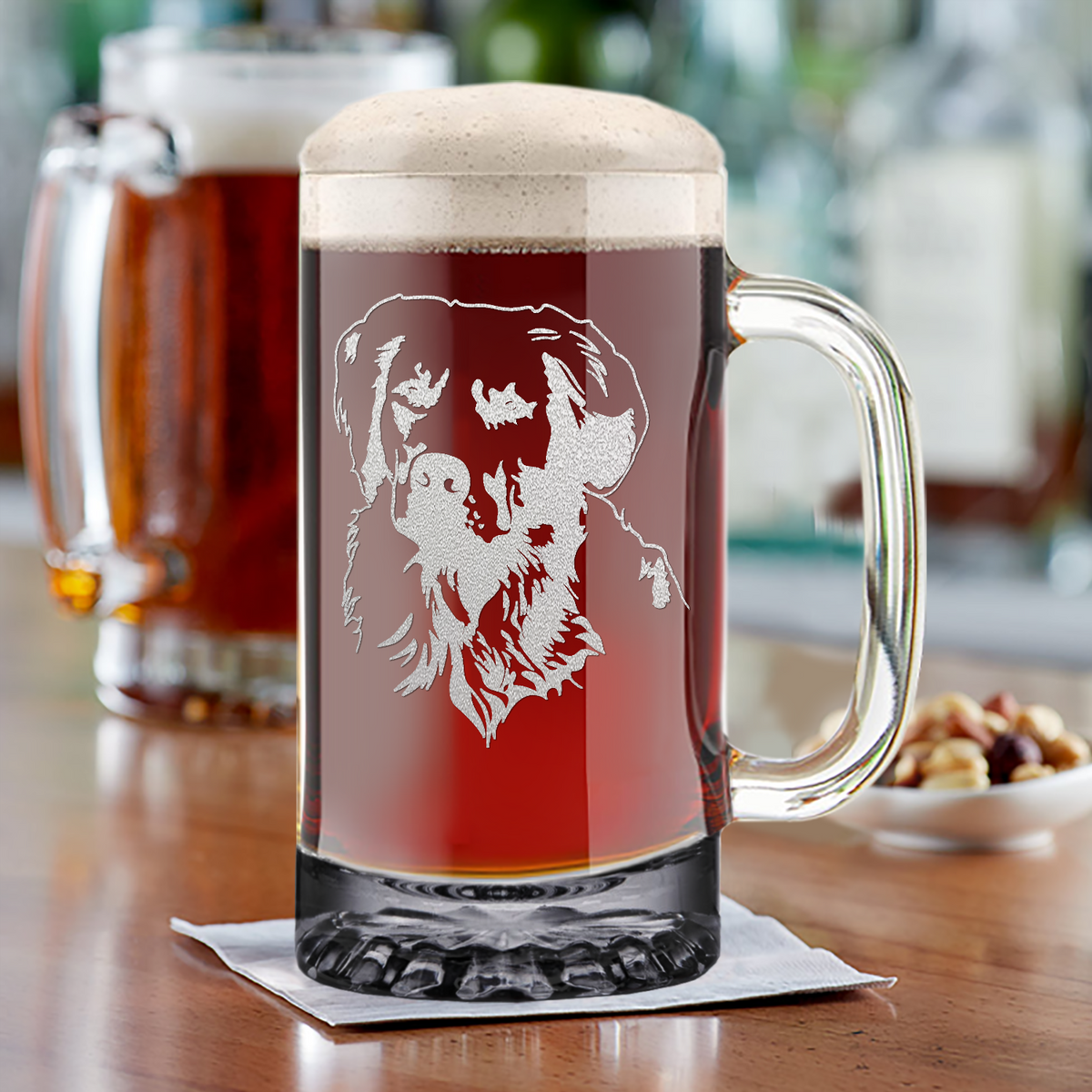 Golden Retriever Head 16 oz Beer Mug Glass