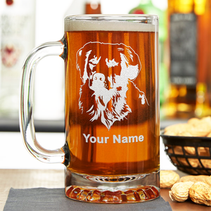 Personalized Golden Retriever Head 16 oz Beer Mug Glass