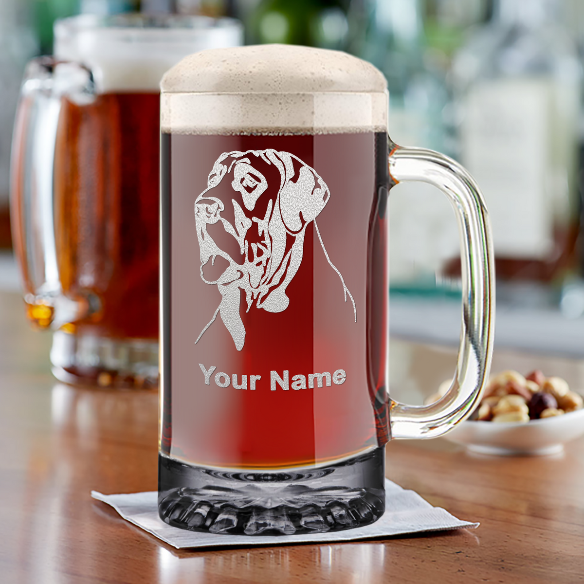 Personalized Great Dane Head 16 oz Beer Mug Glass