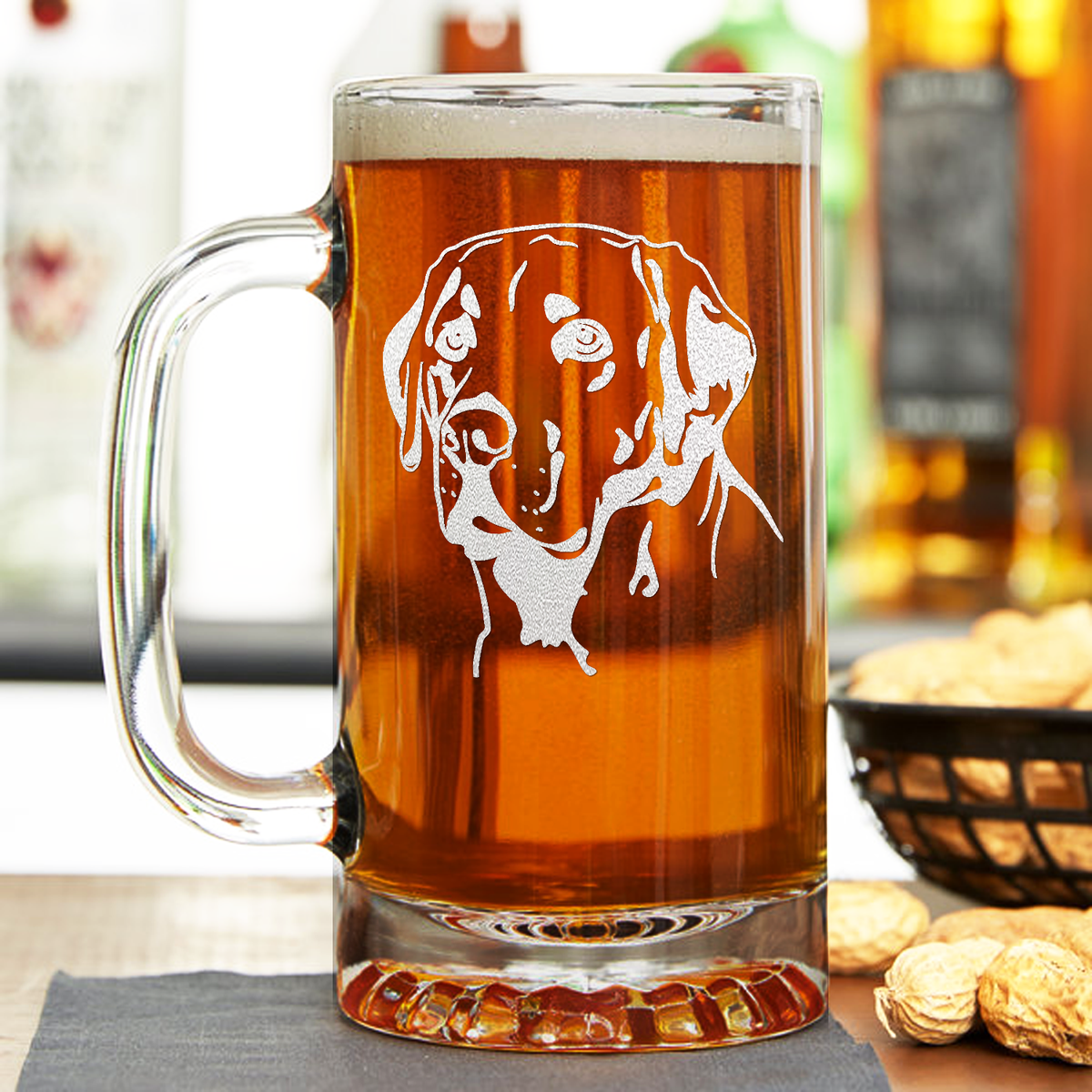Labrador Head 16 oz Beer Mug Glass