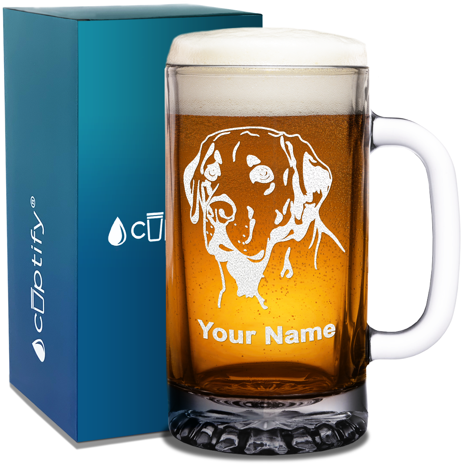 Personalized Labrador Head 16 oz Beer Mug Glass