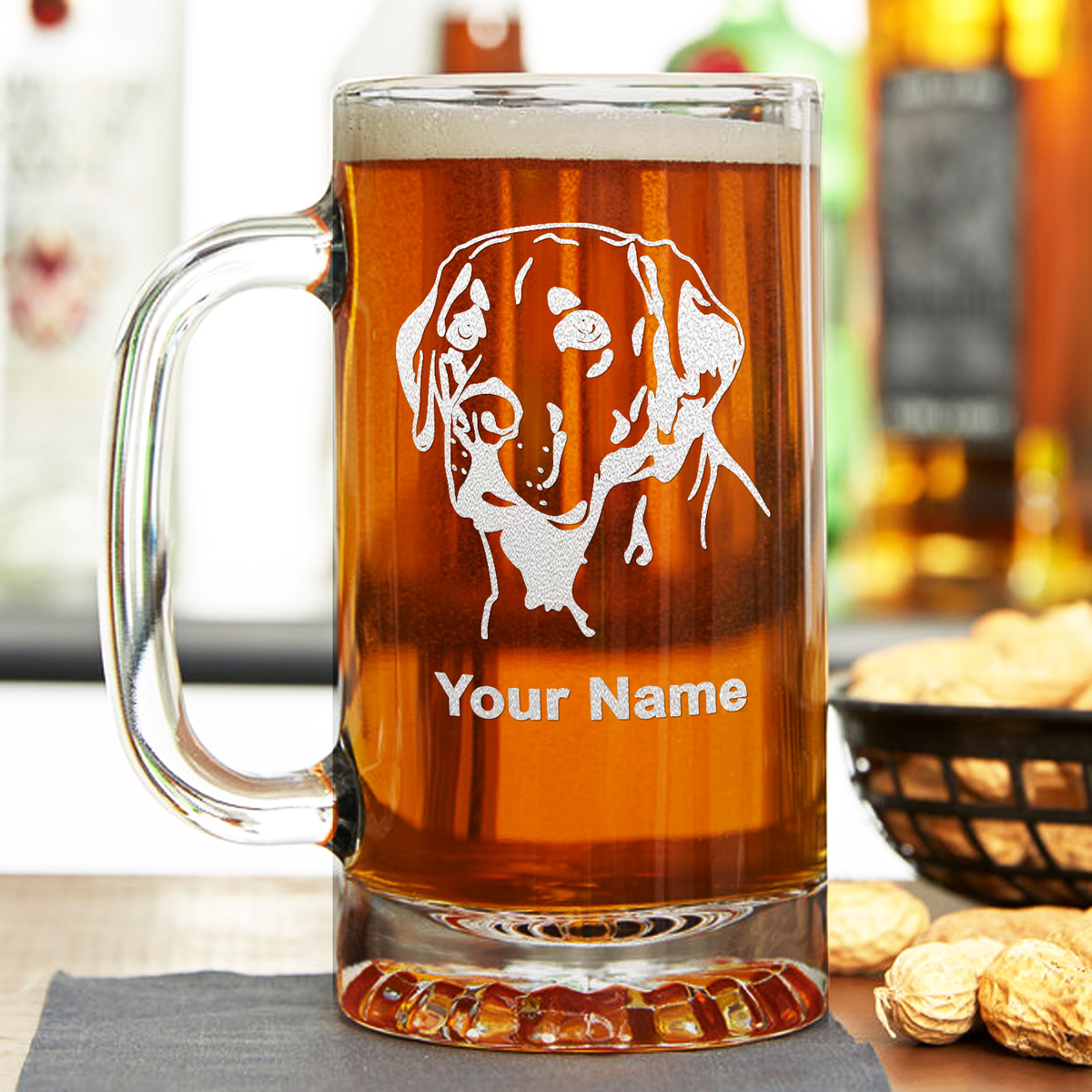 Personalized Labrador Head 16 oz Beer Mug Glass