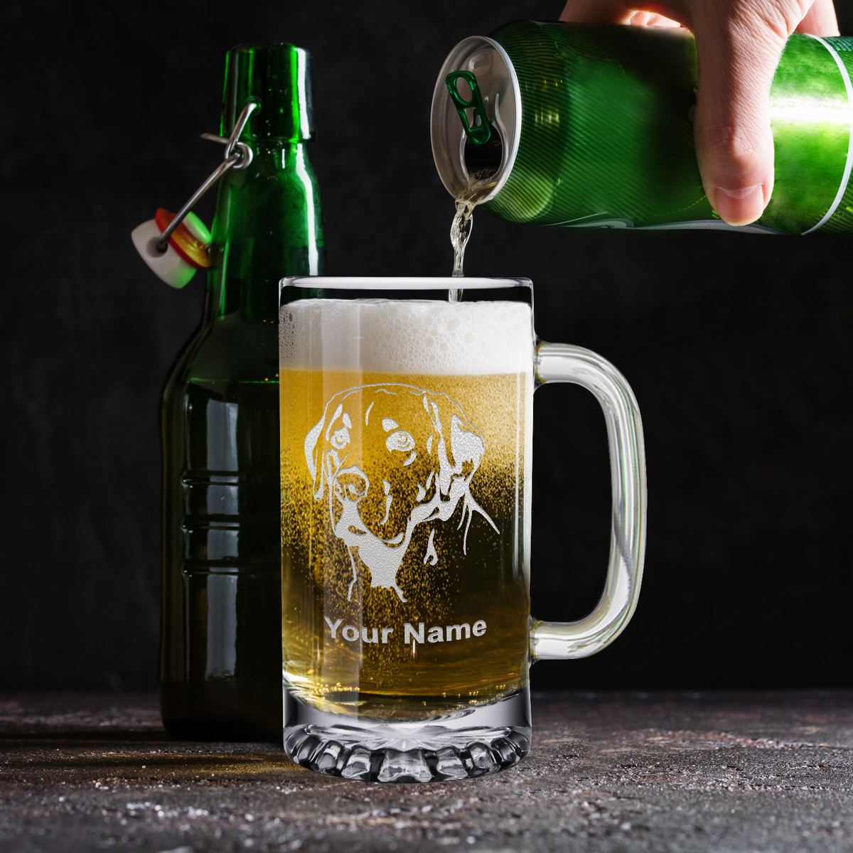 Personalized Labrador Head 16 oz Beer Mug Glass