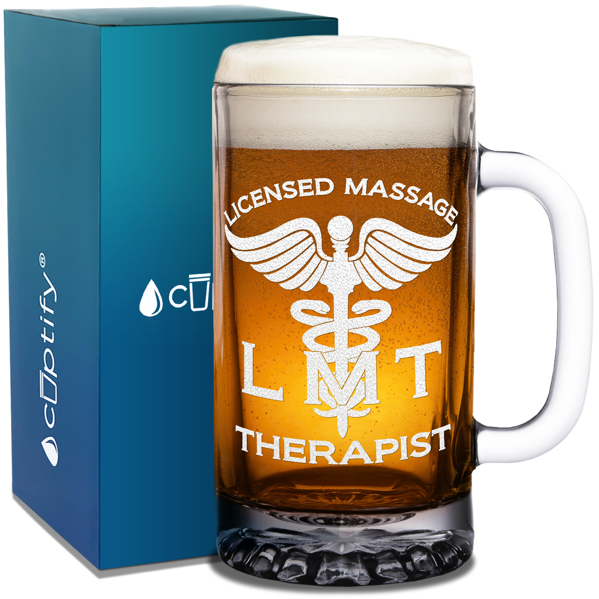 LMT Licensed Massage Therapist 16 oz Beer Mug Glass
