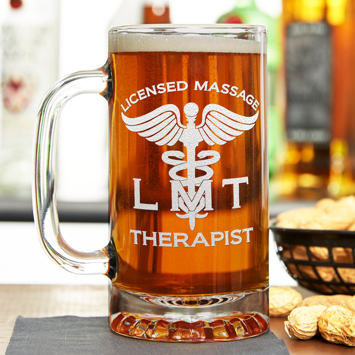 LMT Licensed Massage Therapist 16 oz Beer Mug Glass