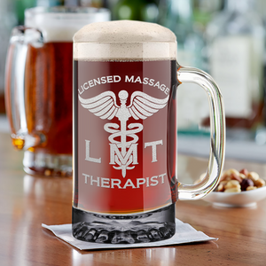 LMT Licensed Massage Therapist 16 oz Beer Mug Glass