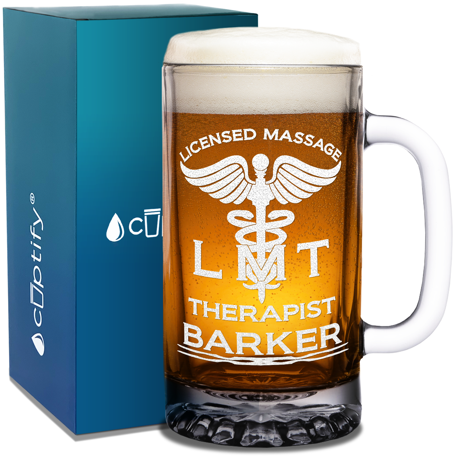 Personalized LMT Licensed Massage Therapist 16 oz Beer Mug Glass