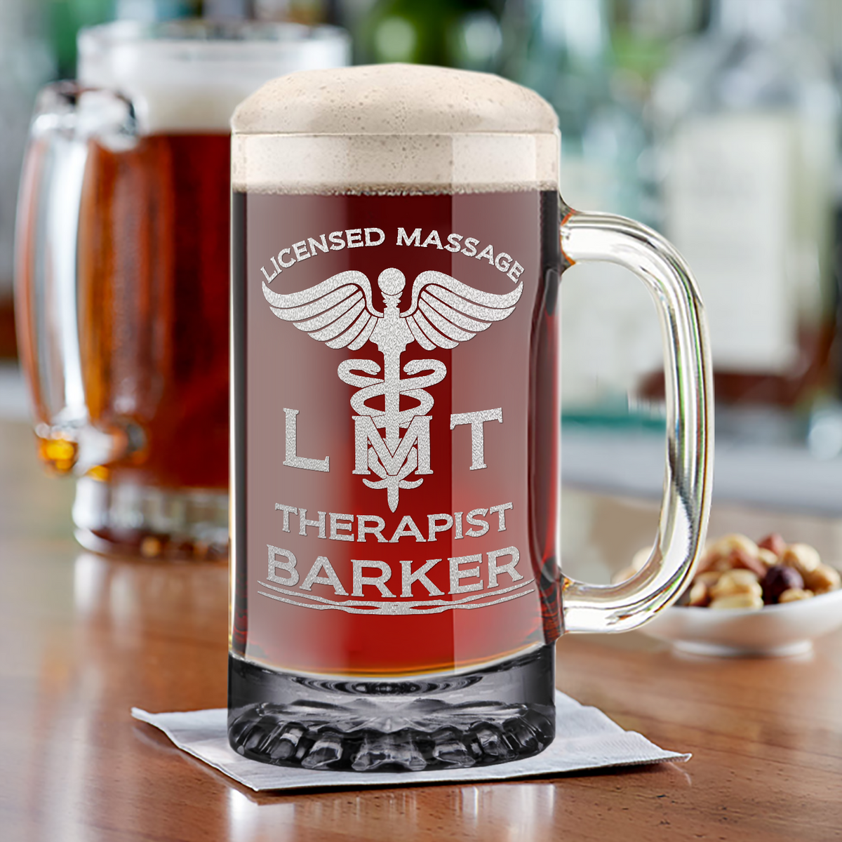 Personalized LMT Licensed Massage Therapist 16 oz Beer Mug Glass
