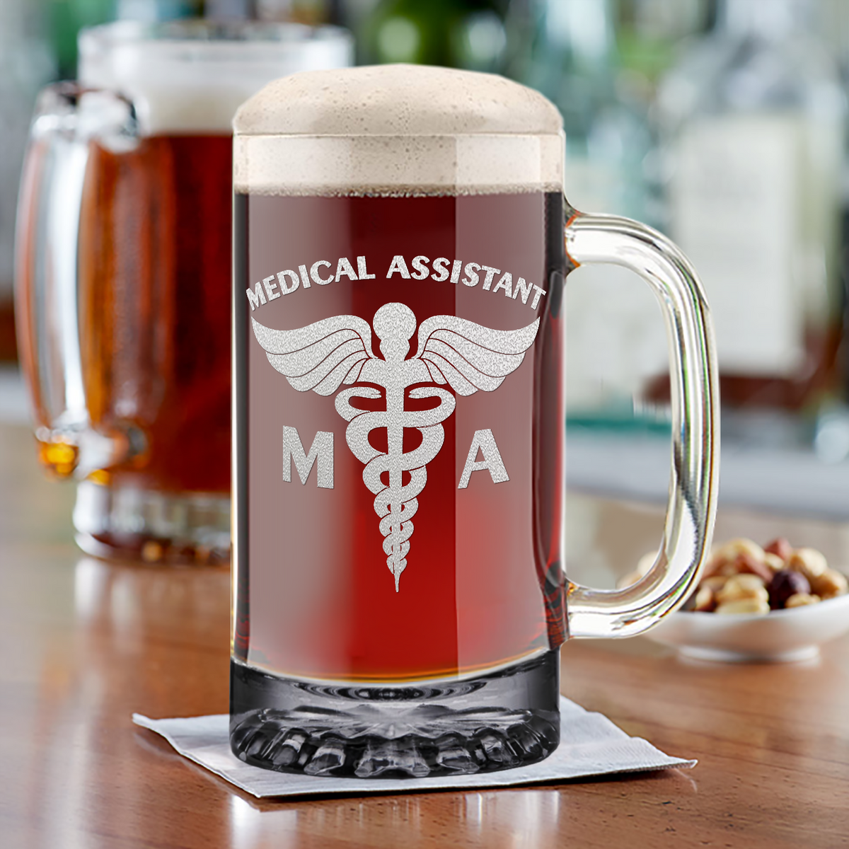 MA Medical Assistant 16 oz Beer Mug Glass