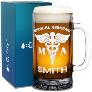 Personalized MA Medical Assistant 16 oz Beer Mug Glass