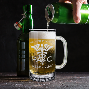 PA-C Certified Physician Assistant 16 oz Beer Mug Glass