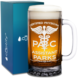 Personalized PA-C Certified Physician Assistant 16 oz Beer Mug Glass