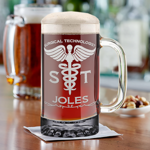 Personalized ST Surgical Technologist 16 oz Beer Mug Glass