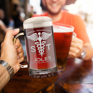 Personalized ST Surgical Technologist 16 oz Beer Mug Glass