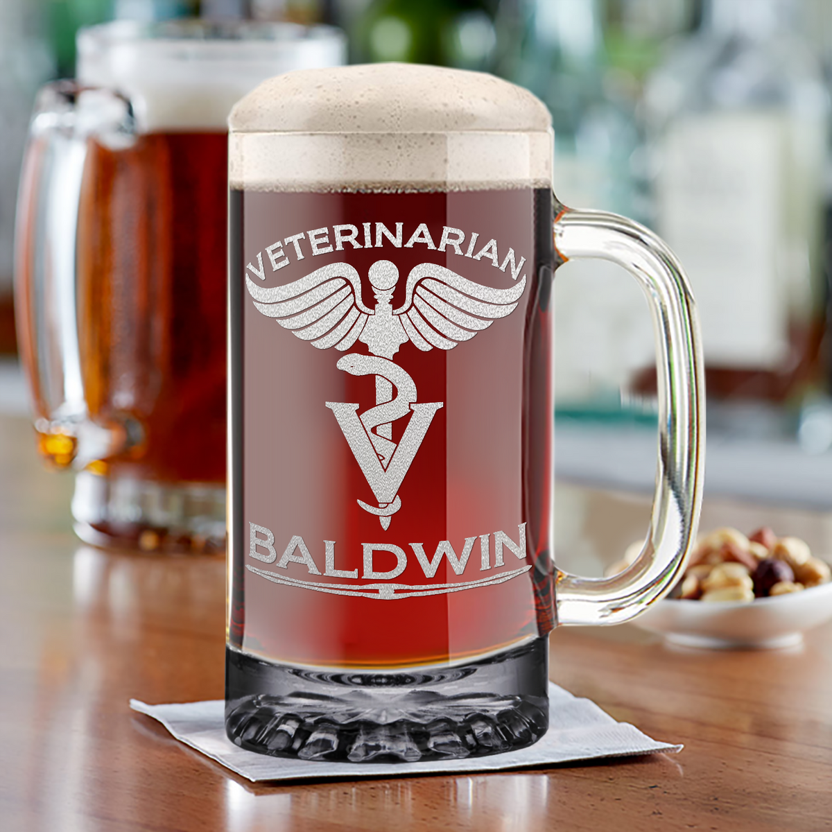 Personalized Veterinarian 16 oz Beer Mug Glass