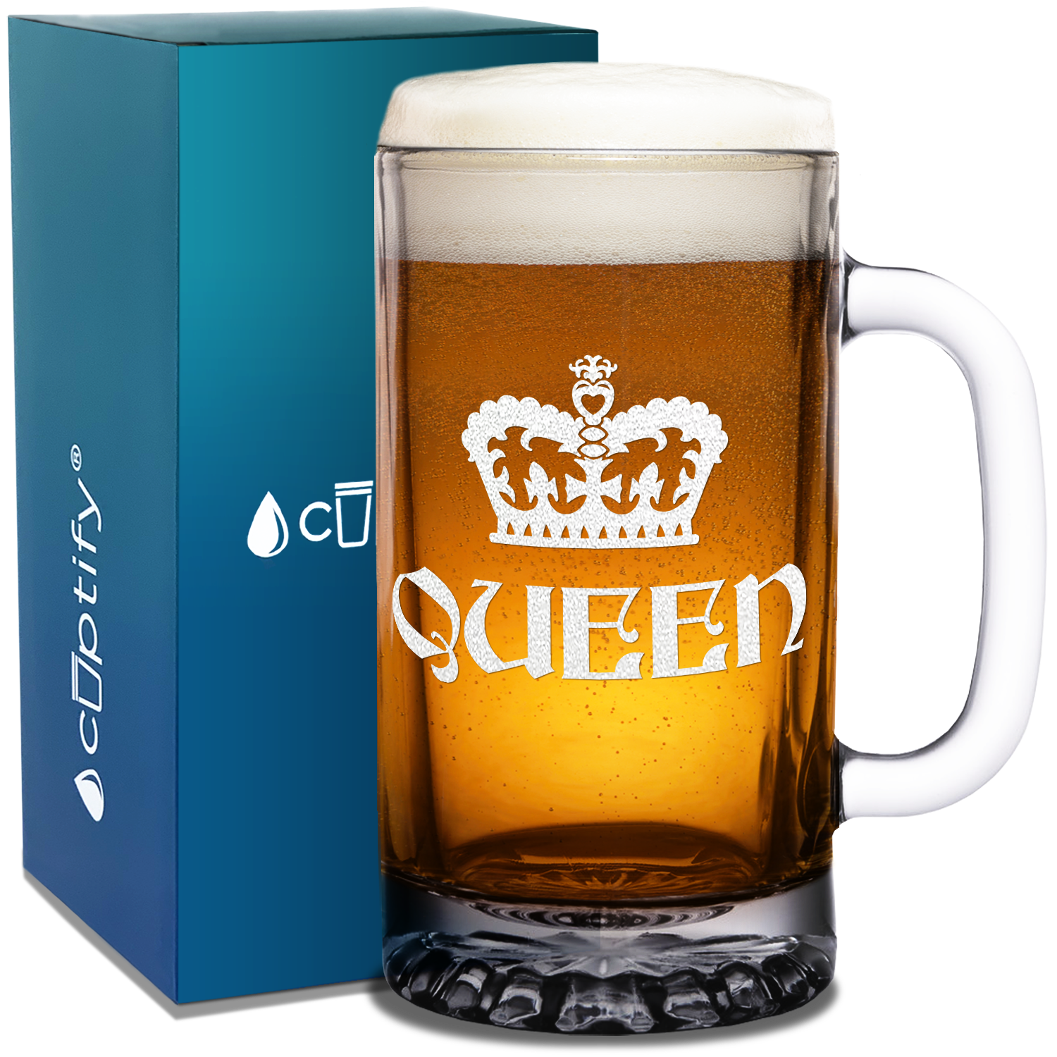 Queen 2022 16 oz Beer Mug Glass